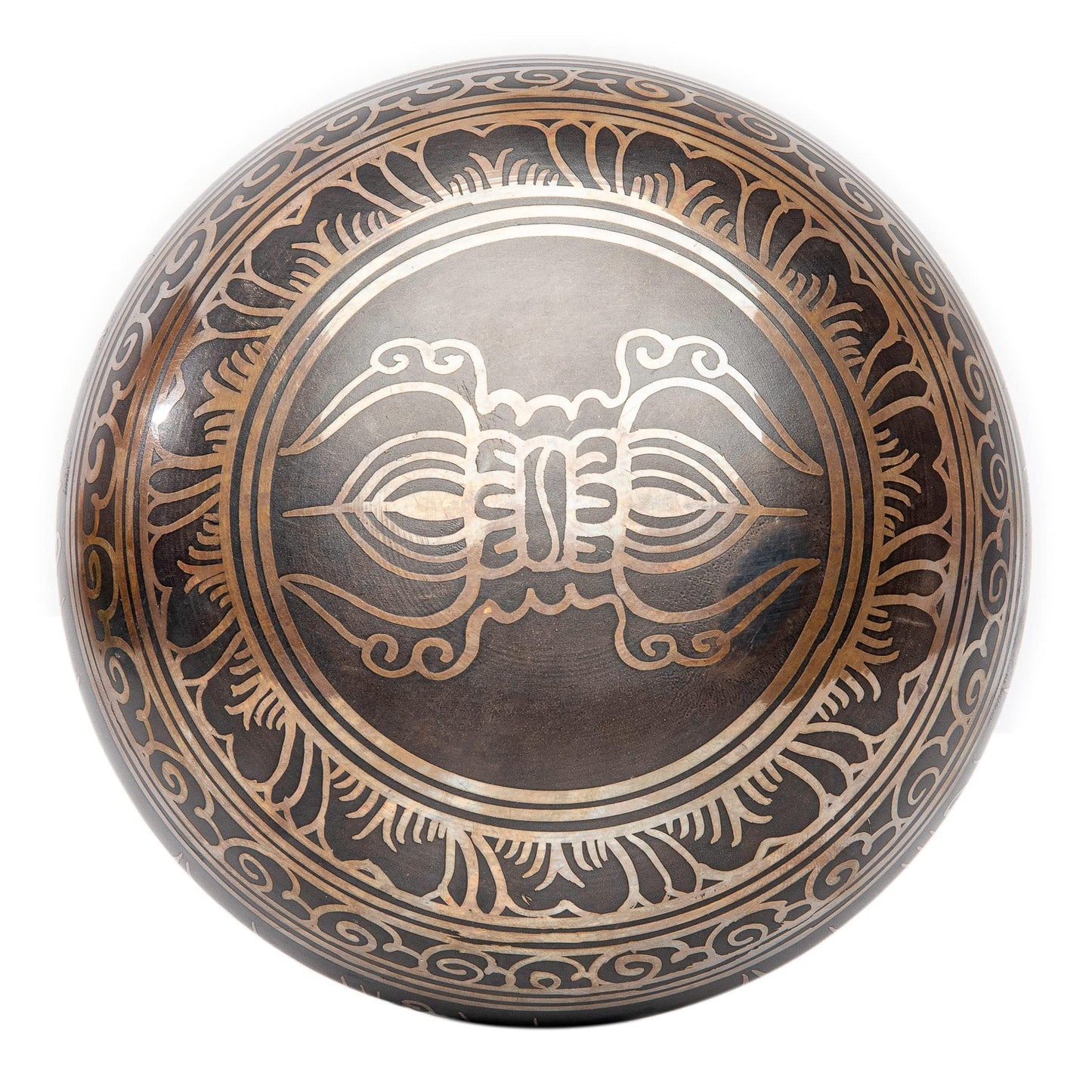 Tibetan Singing Bowl Set Authentic – Handmade in Nepal Sound & Meditation Bowl – Spiritual Decor for Yoga, Wellness Spaces & Relaxation by Himalayan Bazaar (Brown & Red)