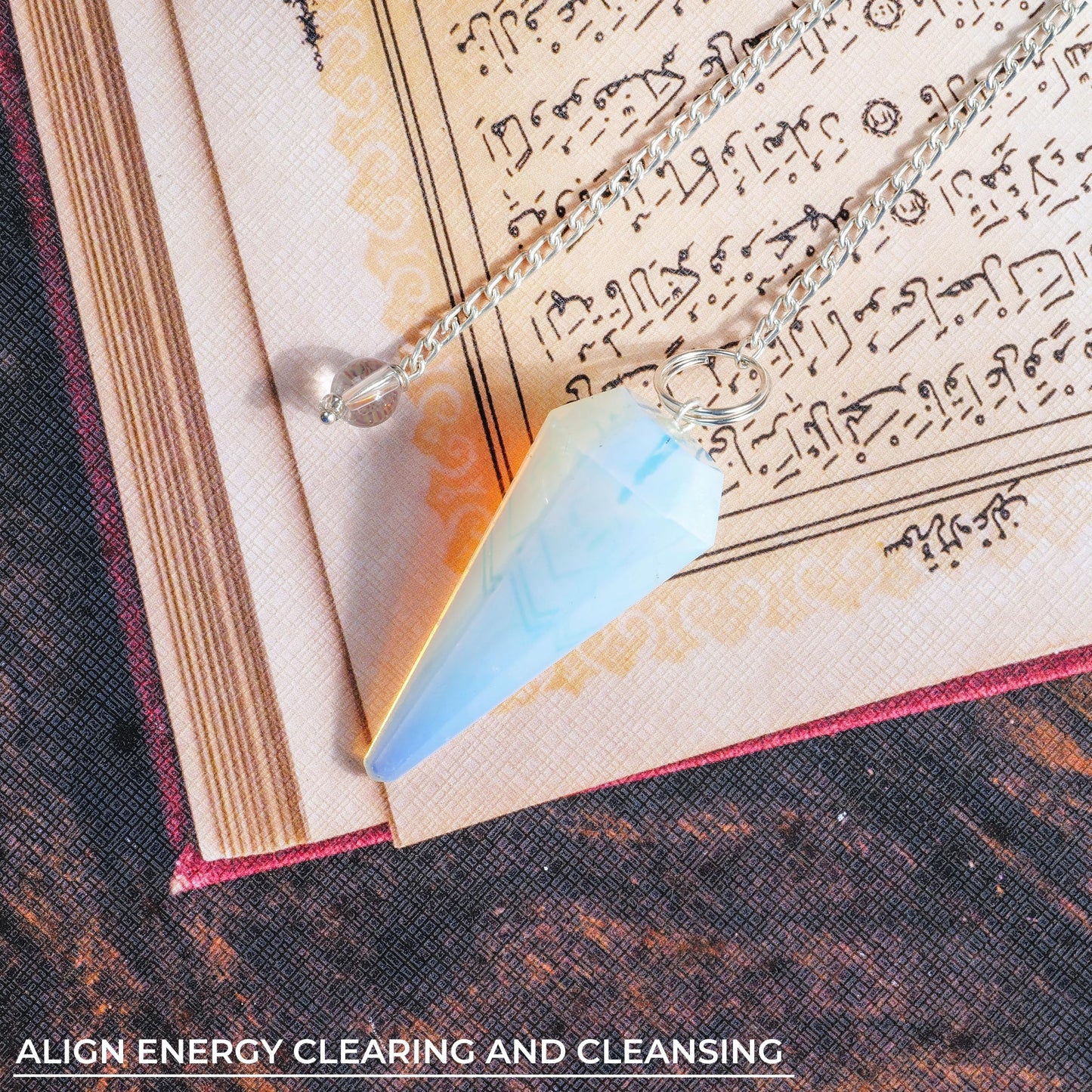 PYOR Opalite Natural Gemstone Chakra Pendulum Good Luck Charms Gems Reiki Healing Stones Pendulums 6 Faced Crystal Pointed Natural Gemstones Necklace Divination Spiritual Gift Peaceful Gifts Handmade